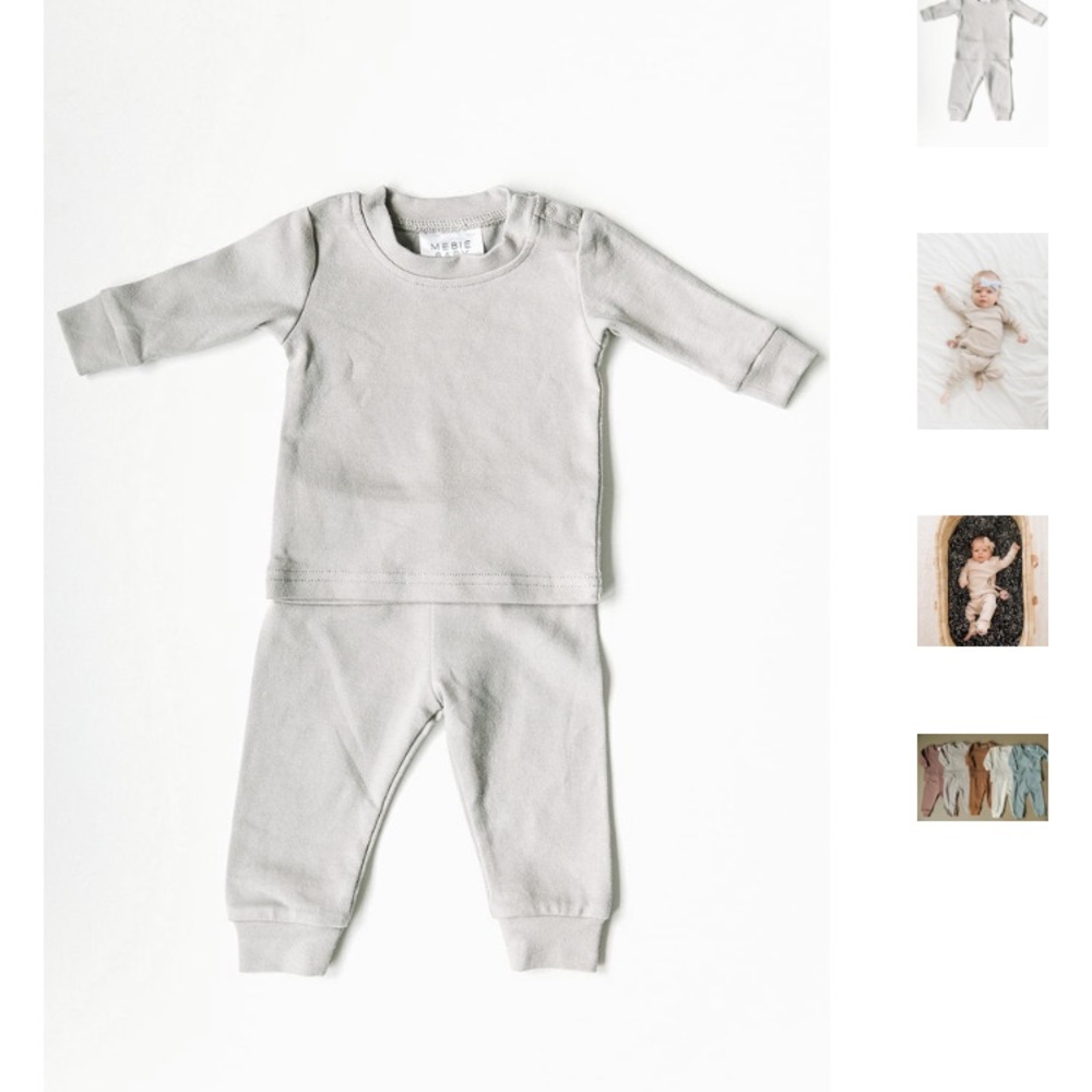 Mebie Baby Ash Cotton Two-Piece Cozy Set sz 0-3